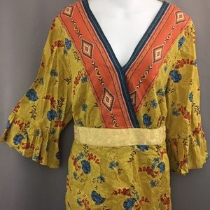 Venezia Blouse Size 18/20 Peasant Floral Yellow
